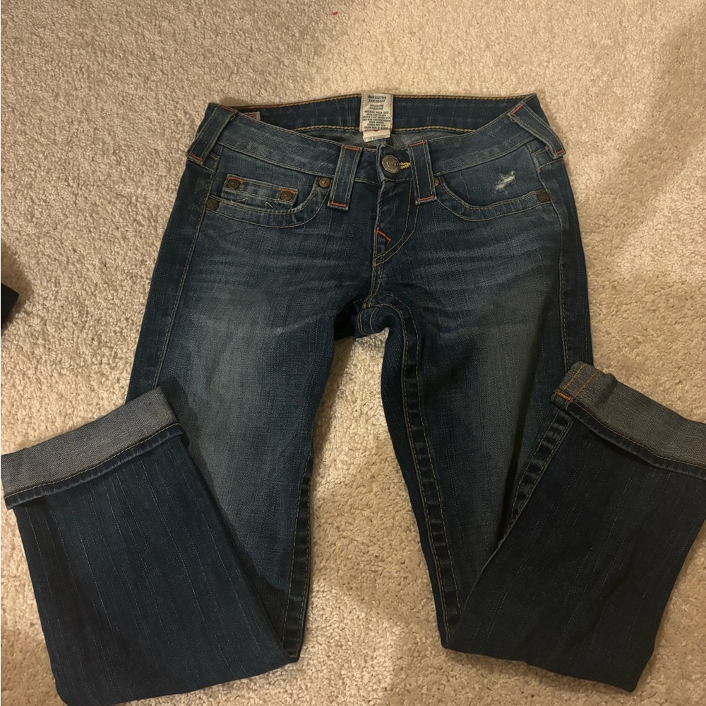 True religion Women's Blue capri Jeans